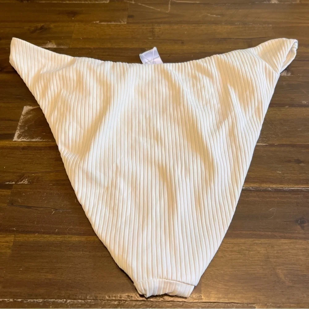 Good American Ribbed Cream White Bikini Bottom High Waisted 6 Swimsuit